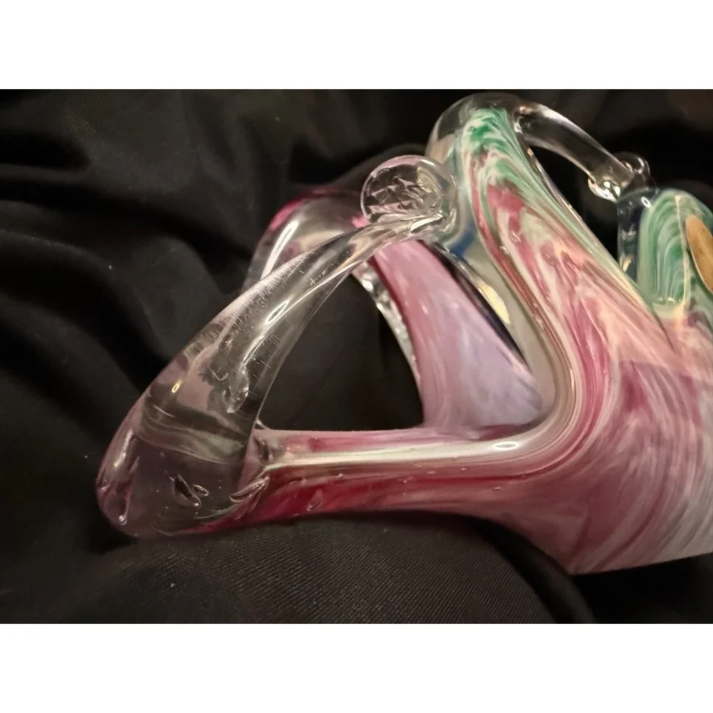 Vintage Murano Handblown Stretch Art Glass Napkin/Letter Holder Italy EUC